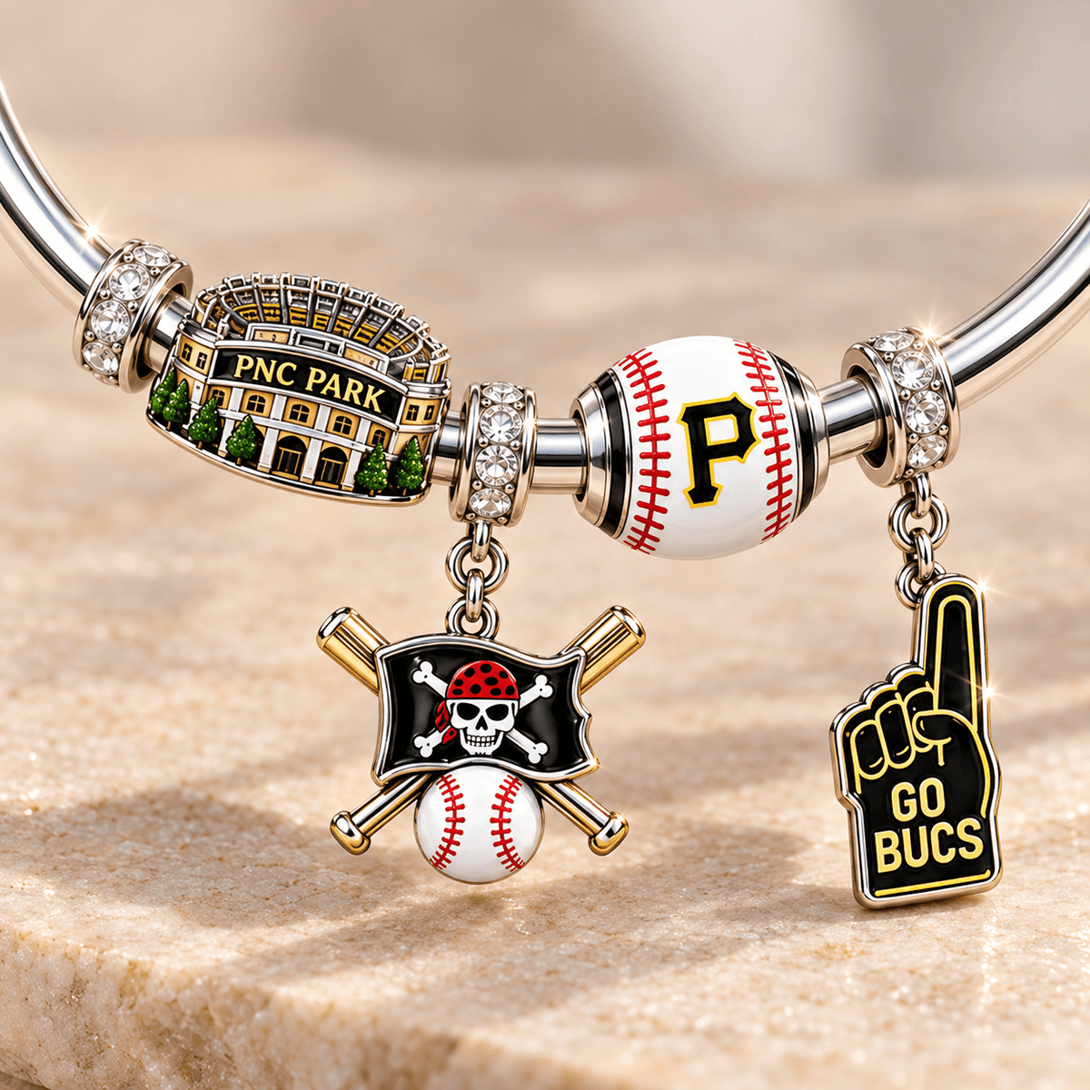 PITTS Silver Charm Bracelet Set TMH