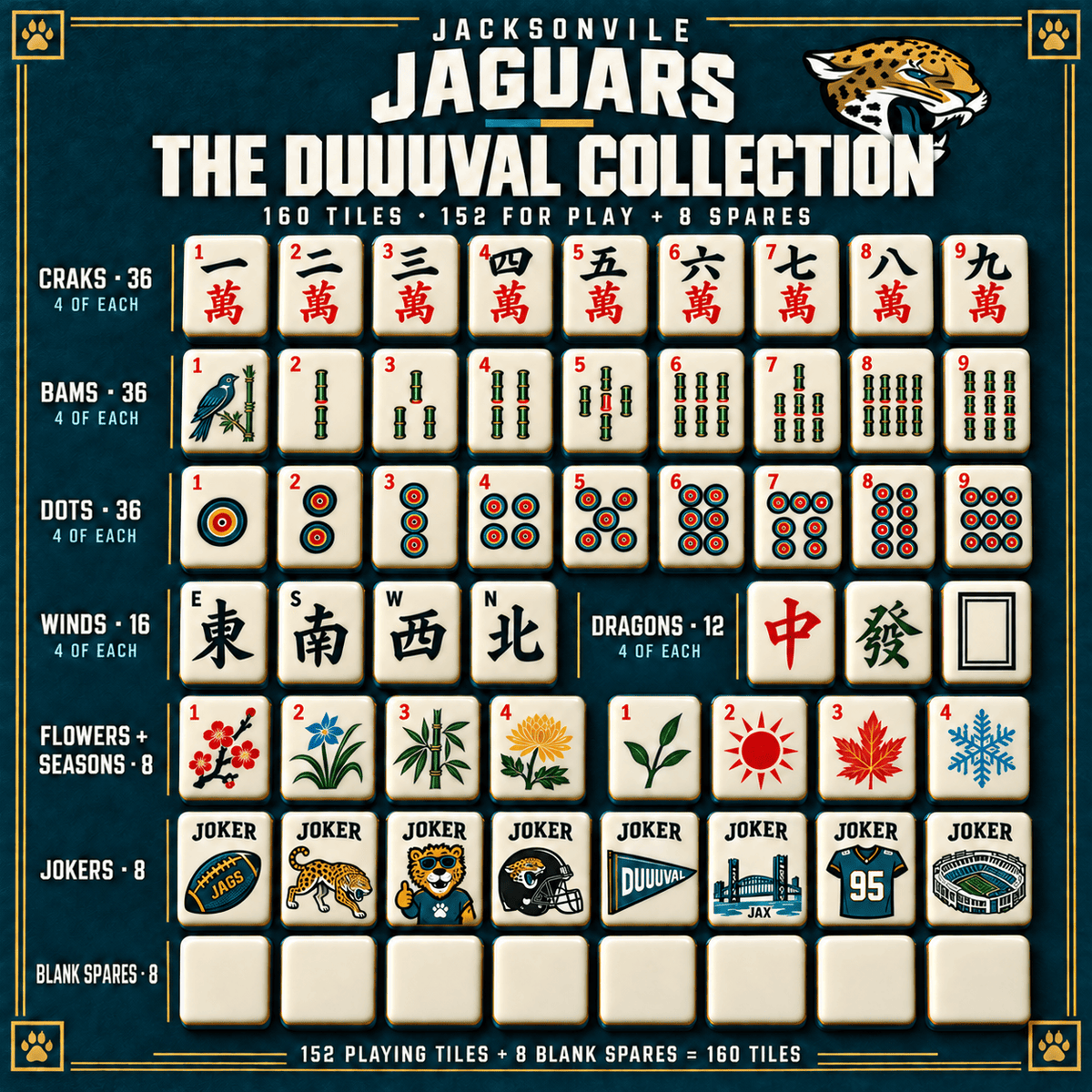 Premium JSVJ Mahjong Tiles Set TTMH