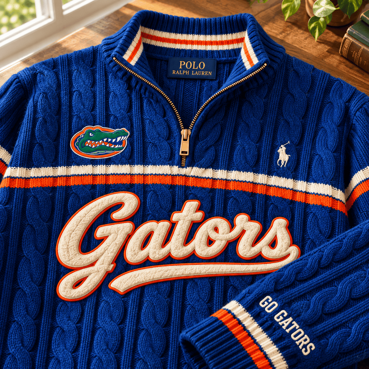 FGT Premium Varsity Cable-Knit Quarter-Zip Sweater NHVH