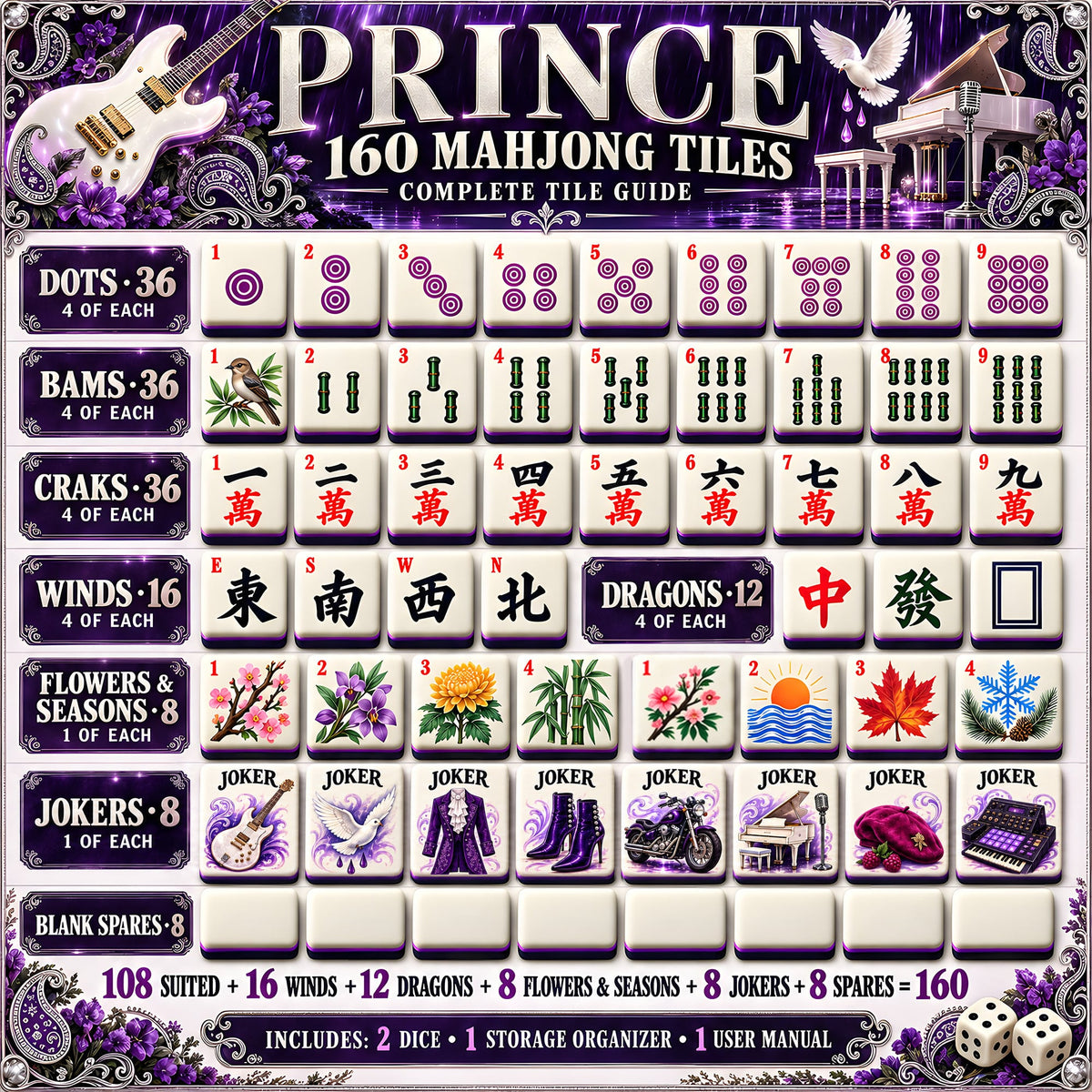 Premium PRCE Mahjong Tiles Set PVNA