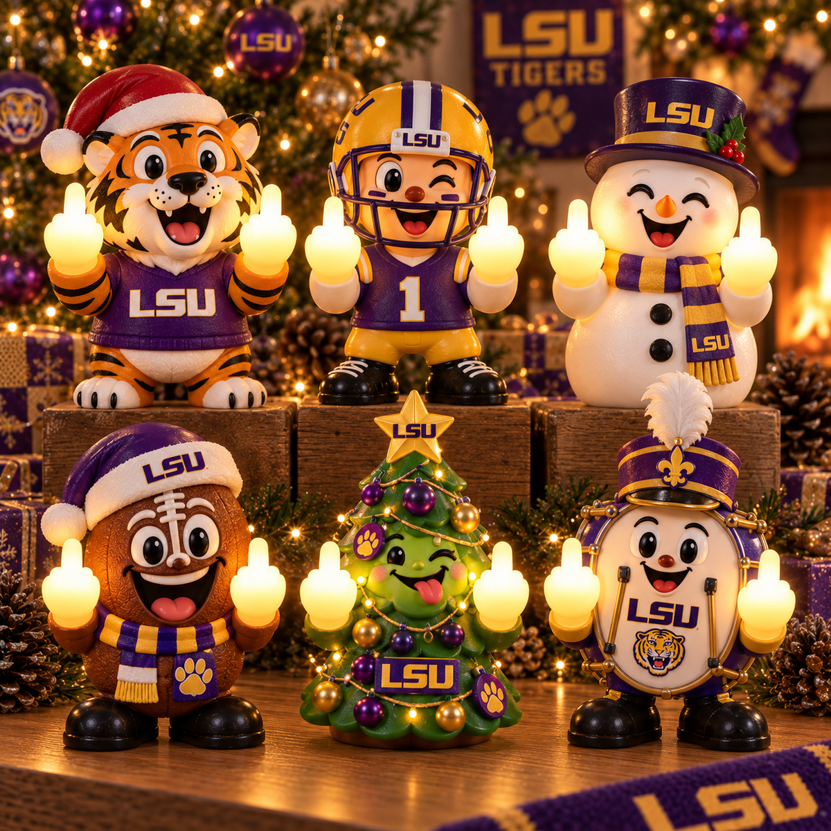 LSU Premium Christmas Middle Finger Character Light NTTB