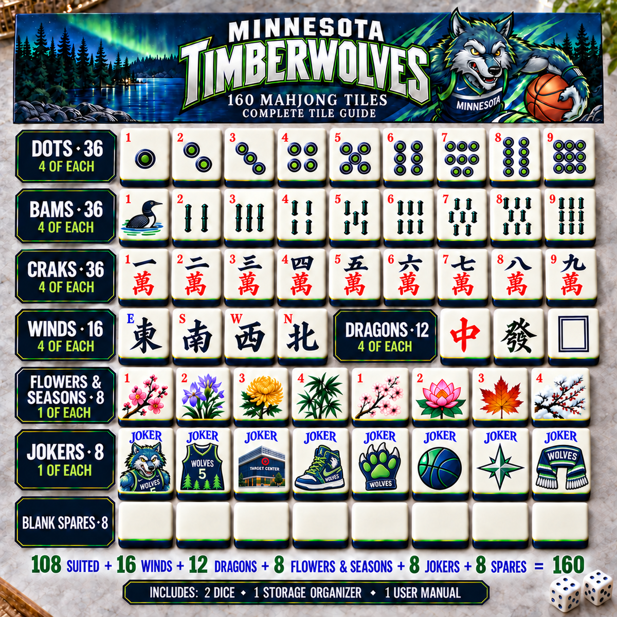 Premium MTBW Mahjong Tiles Set TTMH