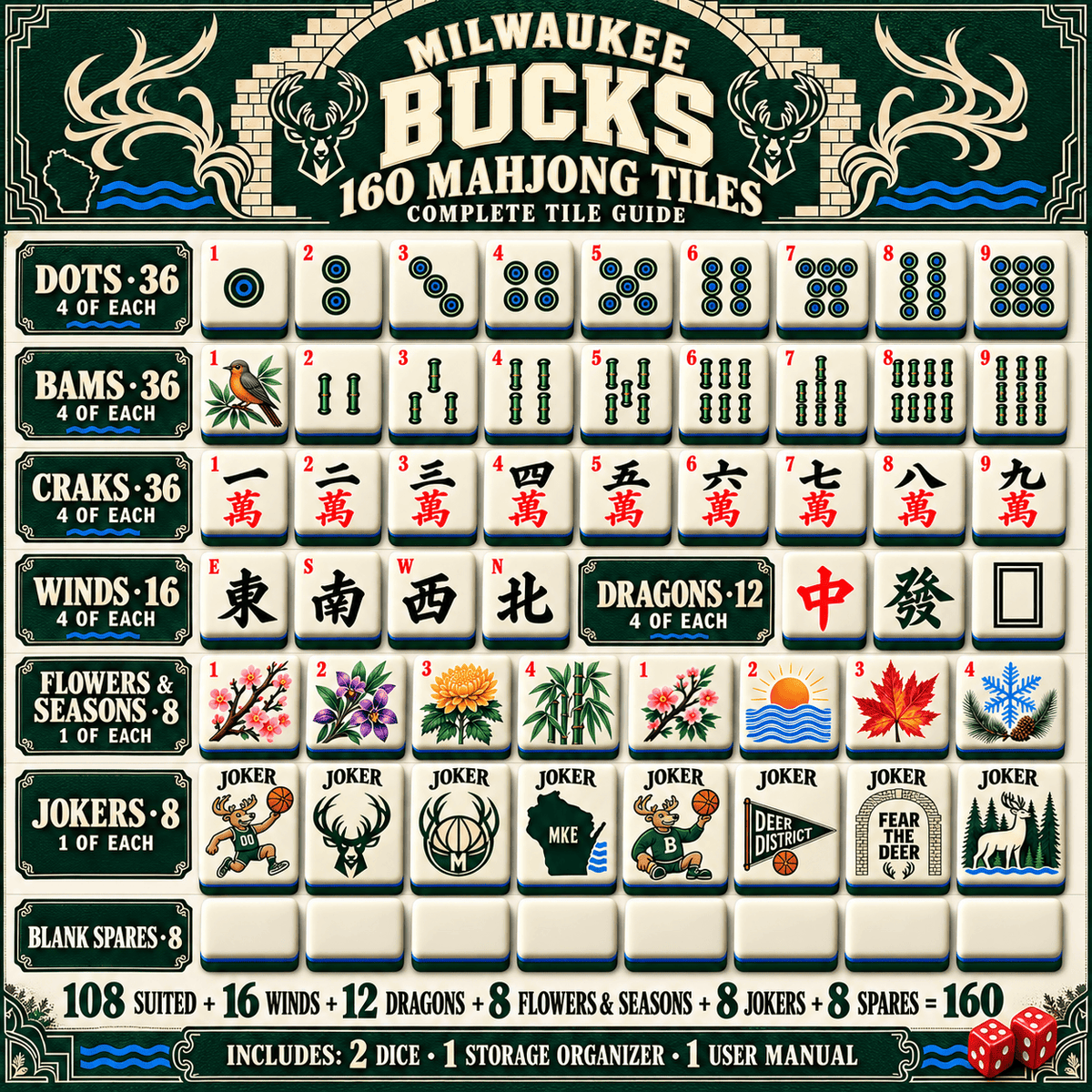 Premium MLKBB Mahjong Tiles Set PVNA