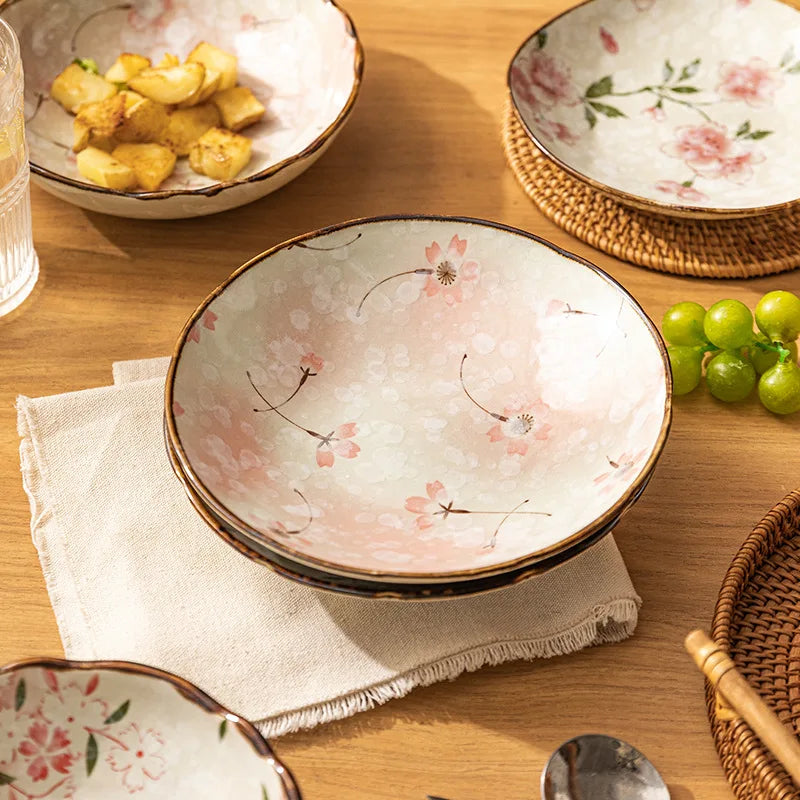 Japanese Square Plate Ceramic Plate Dish Dish Household Plate Tableware Deep Rice Bowl Tableware