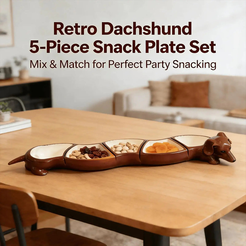 Dachshund Design Divided Tray Resin 5 Compartment Serving Tray Snacks Plate Can Be Freely Combined Dachshund Tray For Kitchen