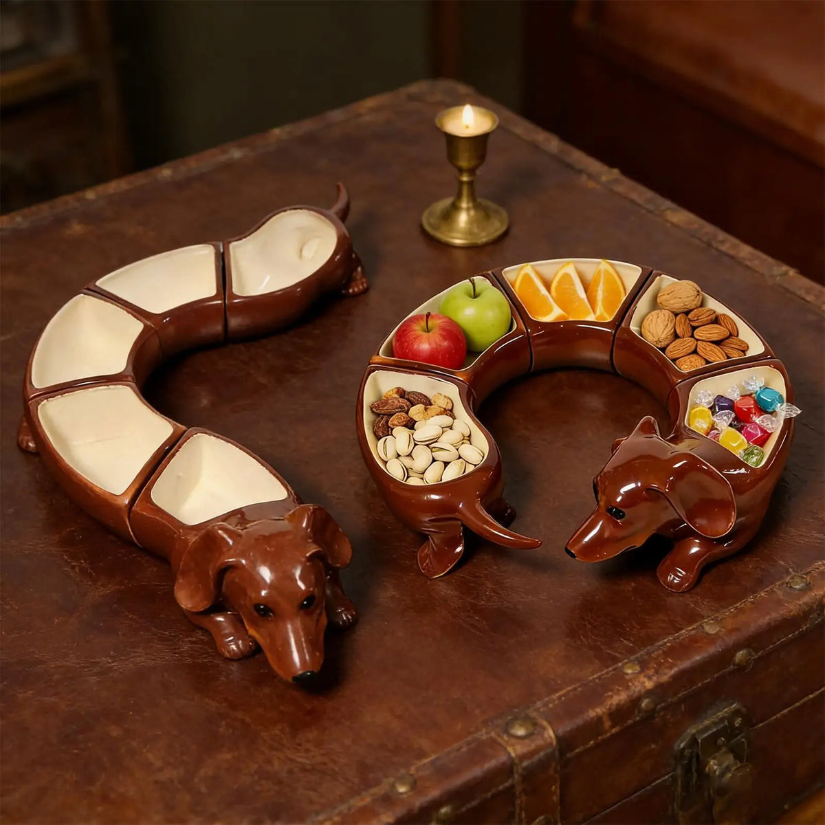 Dachshund Design Divided Tray Resin 5 Compartment Serving Tray Snacks Plate Can Be Freely Combined Dachshund Tray For Kitchen