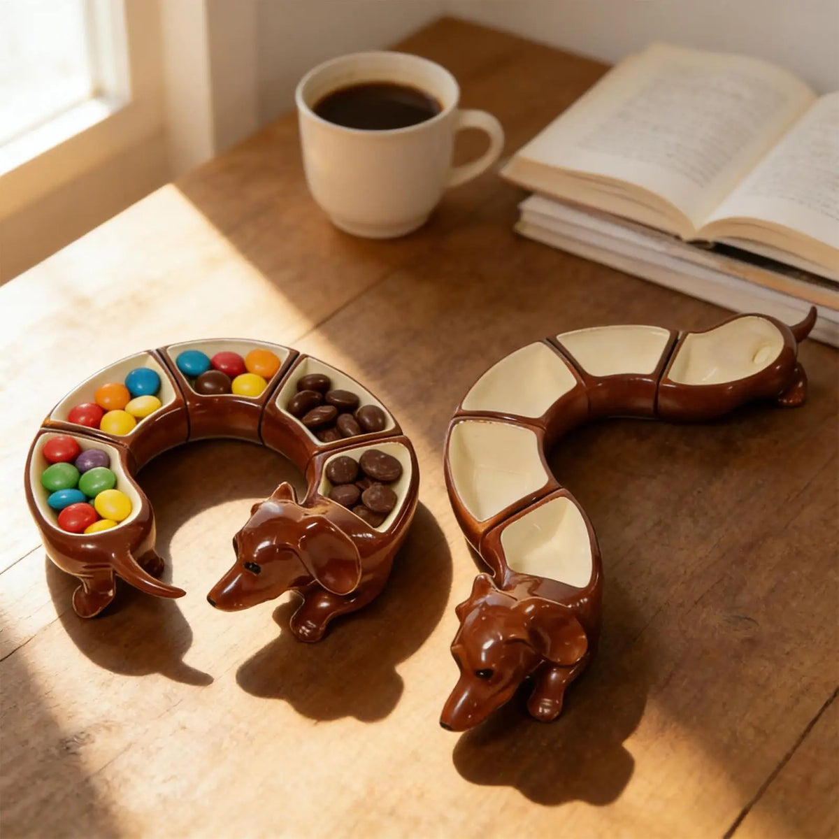 Dachshund Design Divided Tray Resin 5 Compartment Serving Tray Snacks Plate Can Be Freely Combined Dachshund Tray For Kitchen